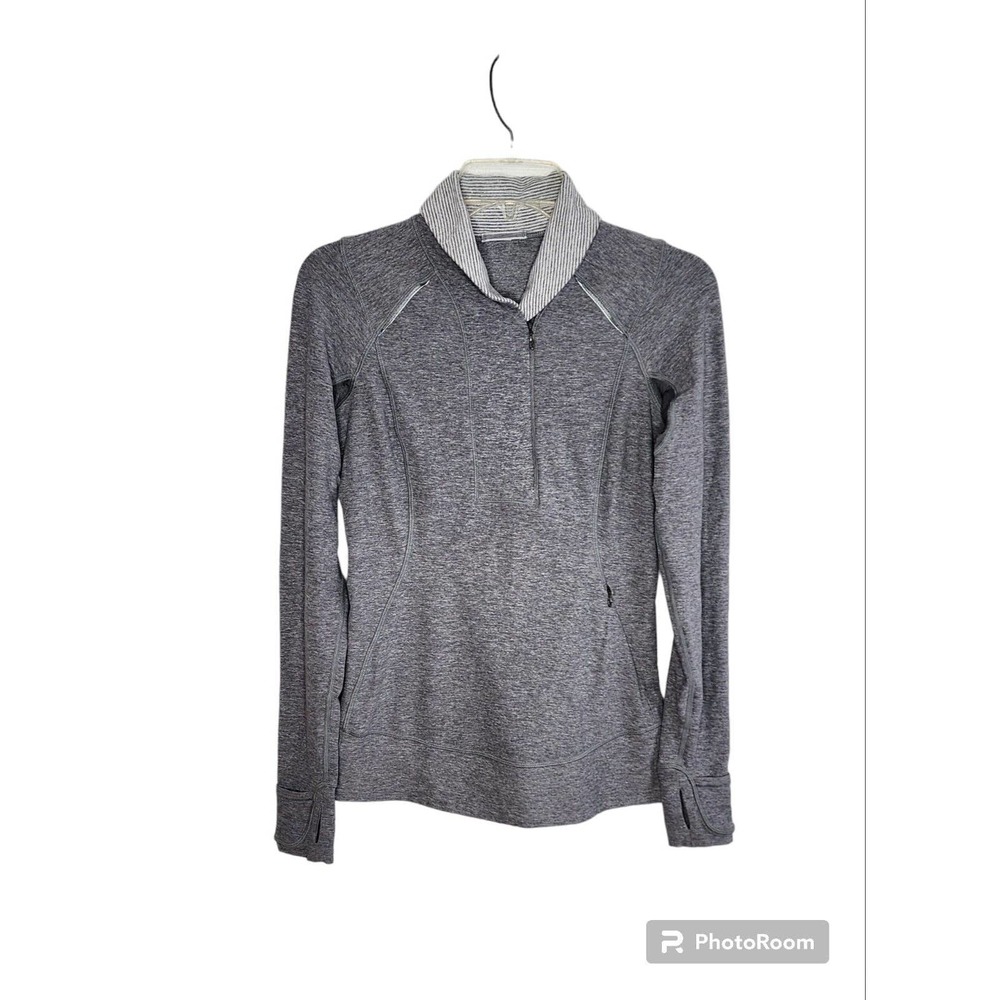Lululemon Think Fast Pullover 1/4 Zip Long Sleeve Size 6 Gray Thumbholes